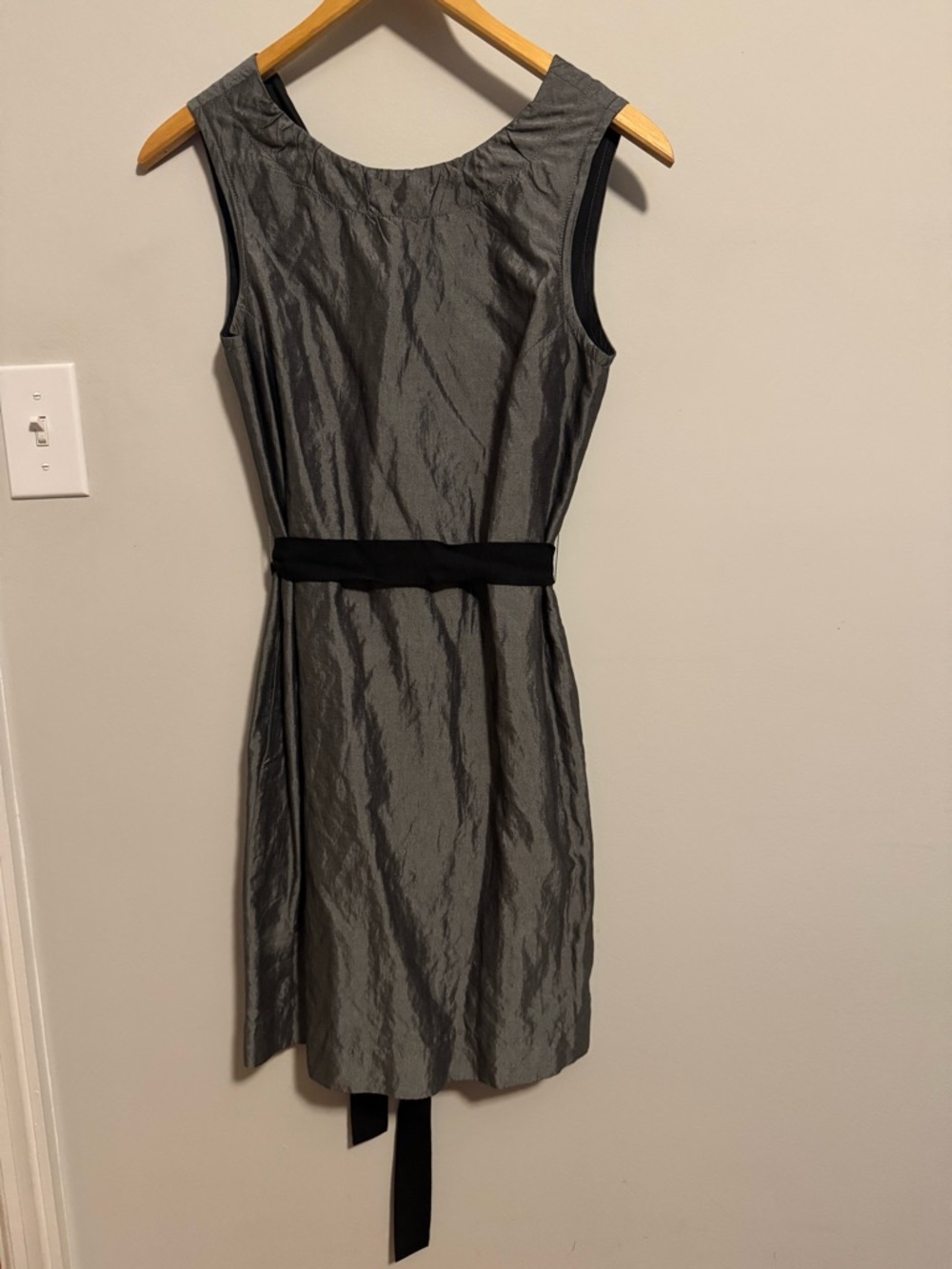 Banana Republic Charcoal Gray Sleeveless Tie-Waist Mini Dress